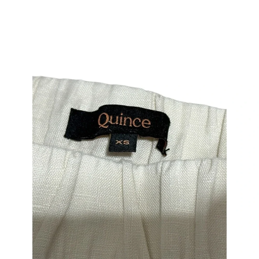Quince 100% Linen Pants XS Beige Elastic Waist Straight Leg Summer Minimalist